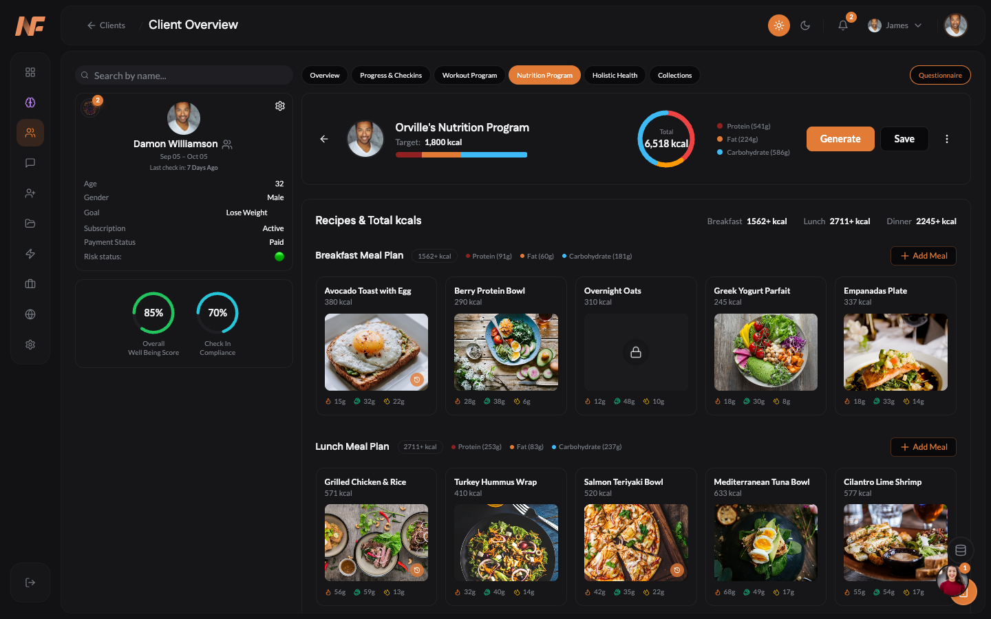 NOWFit AI meal plan generator with recipes and meal plans